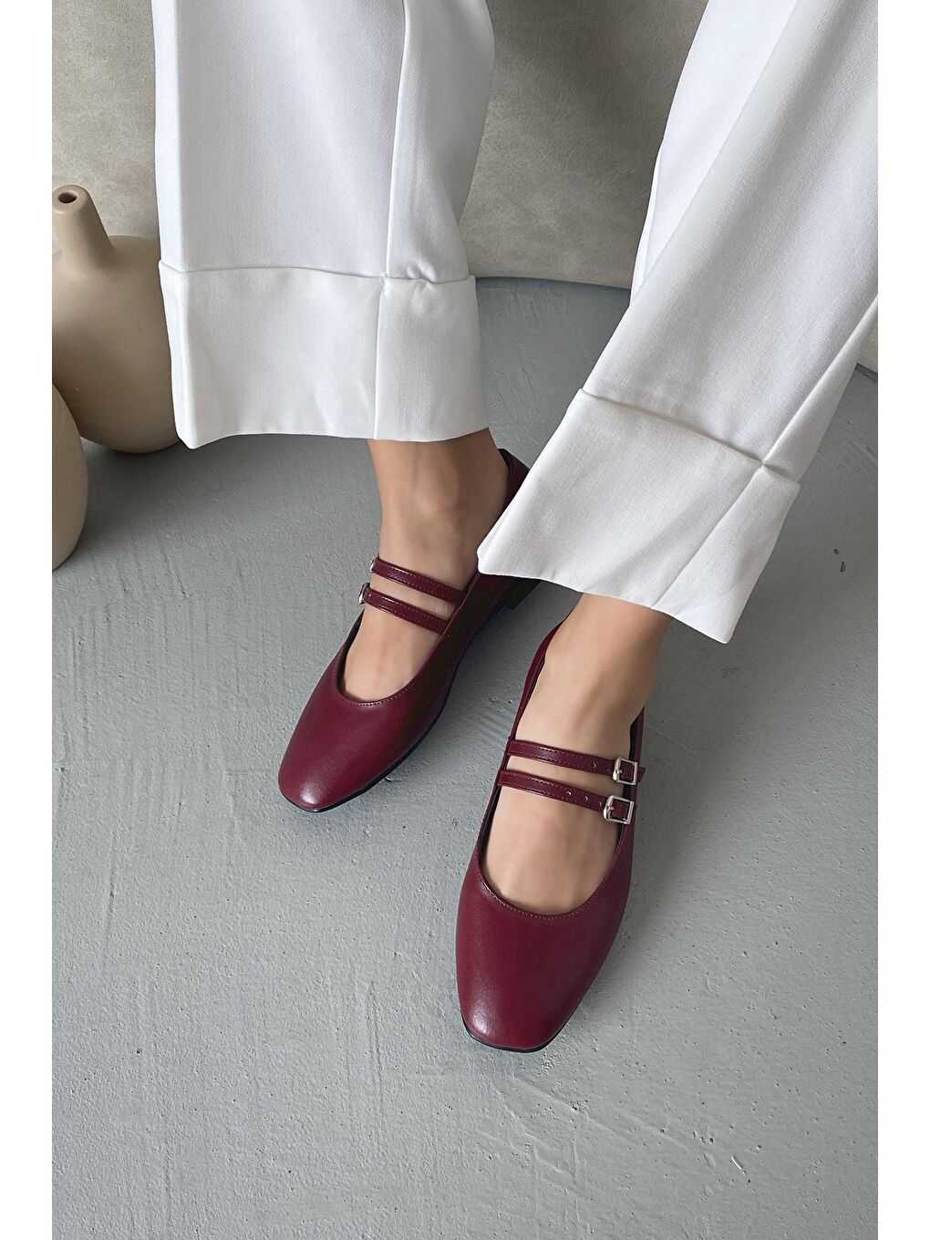 Elvira   Kadın  Kemer  Detay  Deri  Babet Bordo-1