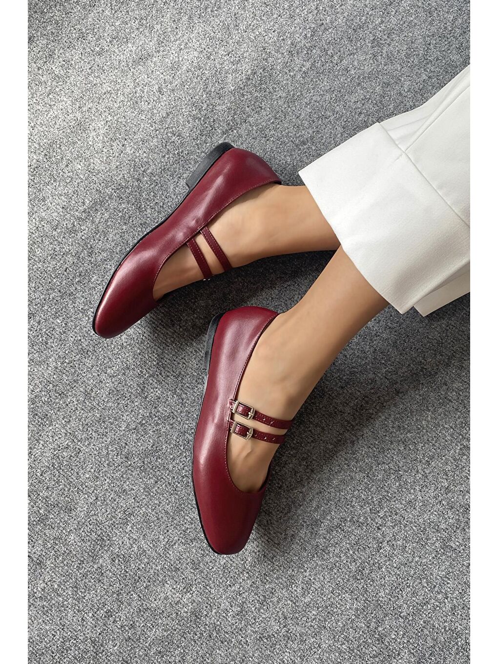 Elvira   Kadın  Kemer  Detay  Deri  Babet Bordo-2