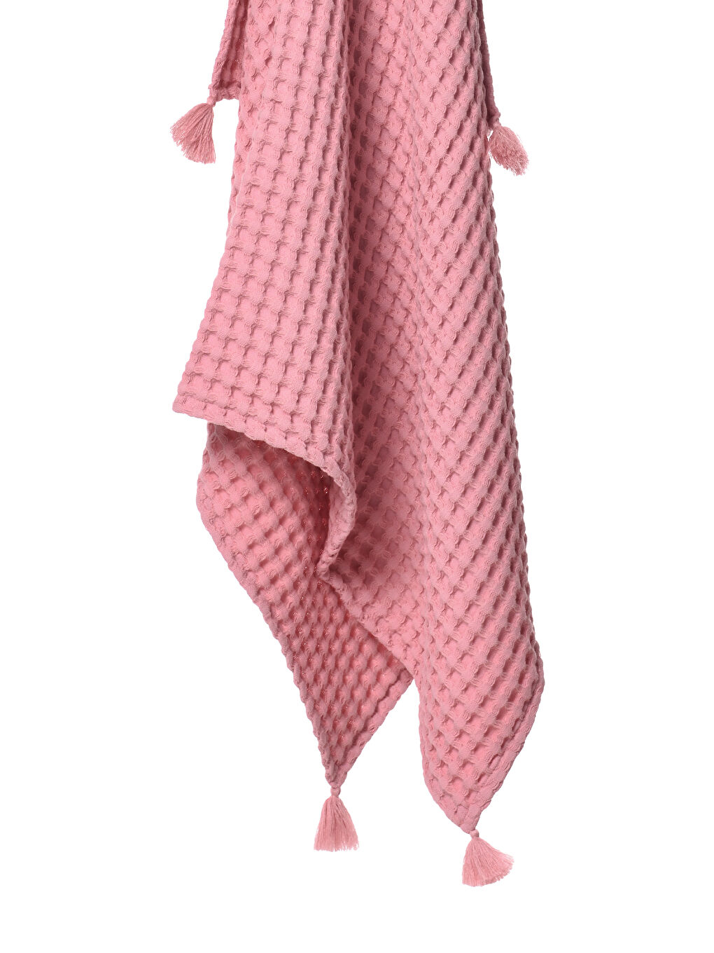 Pembe %100 Pamuk Tek Kısılık Waffle Pıke - PEMBE-1