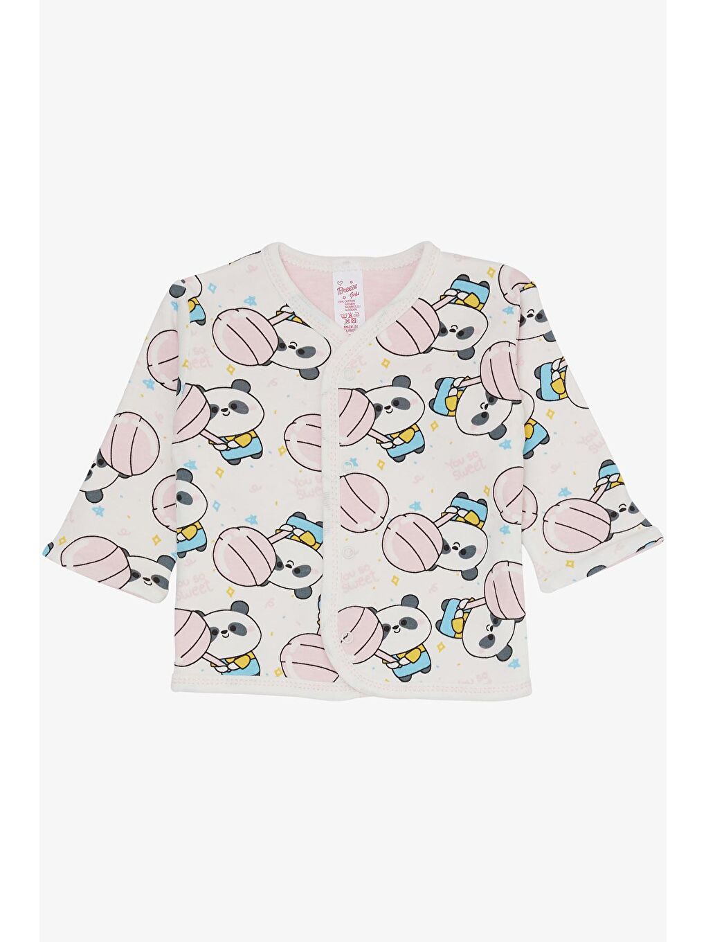 Kız Bebek Hastane Çıkışı 8 li Sevimli Şekerci Panda Desenli Beyaz (0-3 Ay)-2