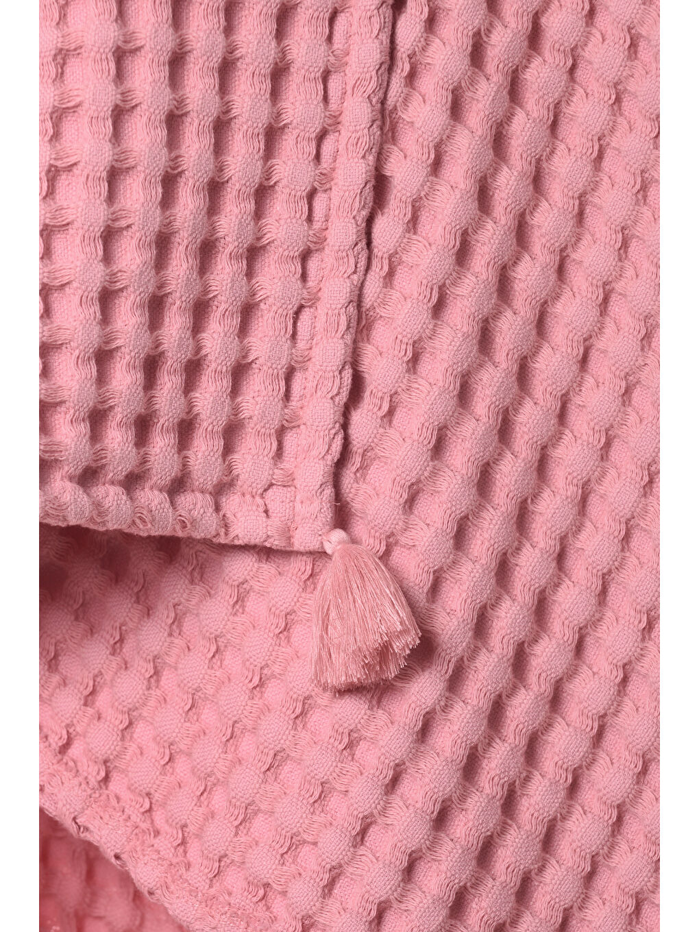 Pembe %100 Pamuk Tek Kısılık Waffle Pıke - PEMBE-2