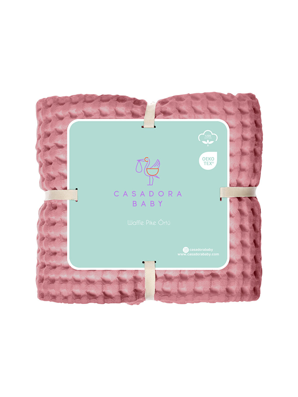 Pembe %100 Pamuk Tek Kısılık Waffle Pıke - PEMBE-3