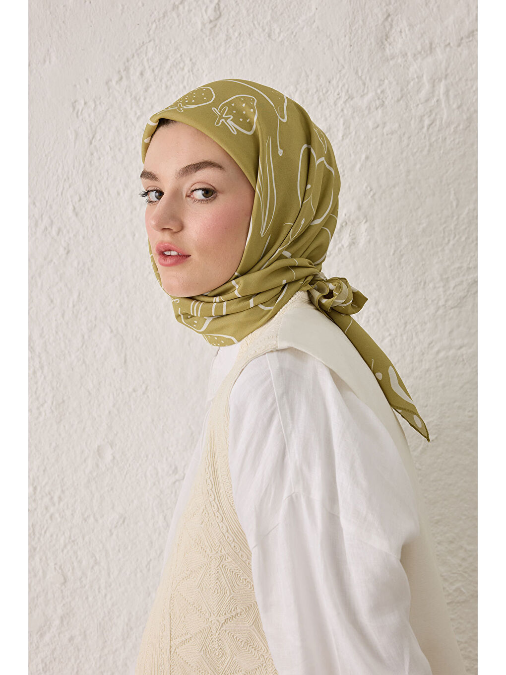 Eloıse Desen Pamuk İpek Eşarp Yeşil-1