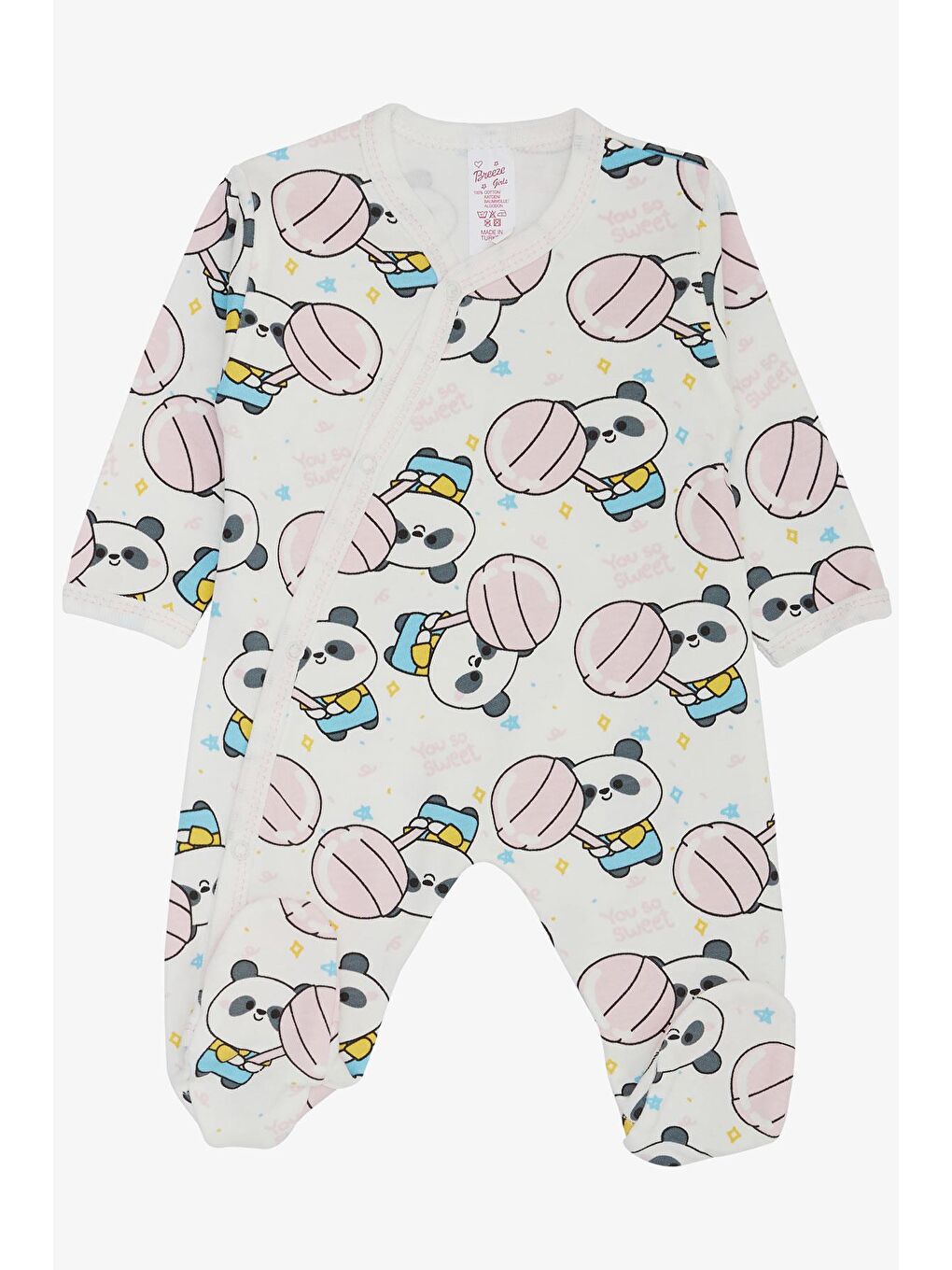 Kız Bebek Hastane Çıkışı 8 li Sevimli Şekerci Panda Desenli Beyaz (0-3 Ay)-5
