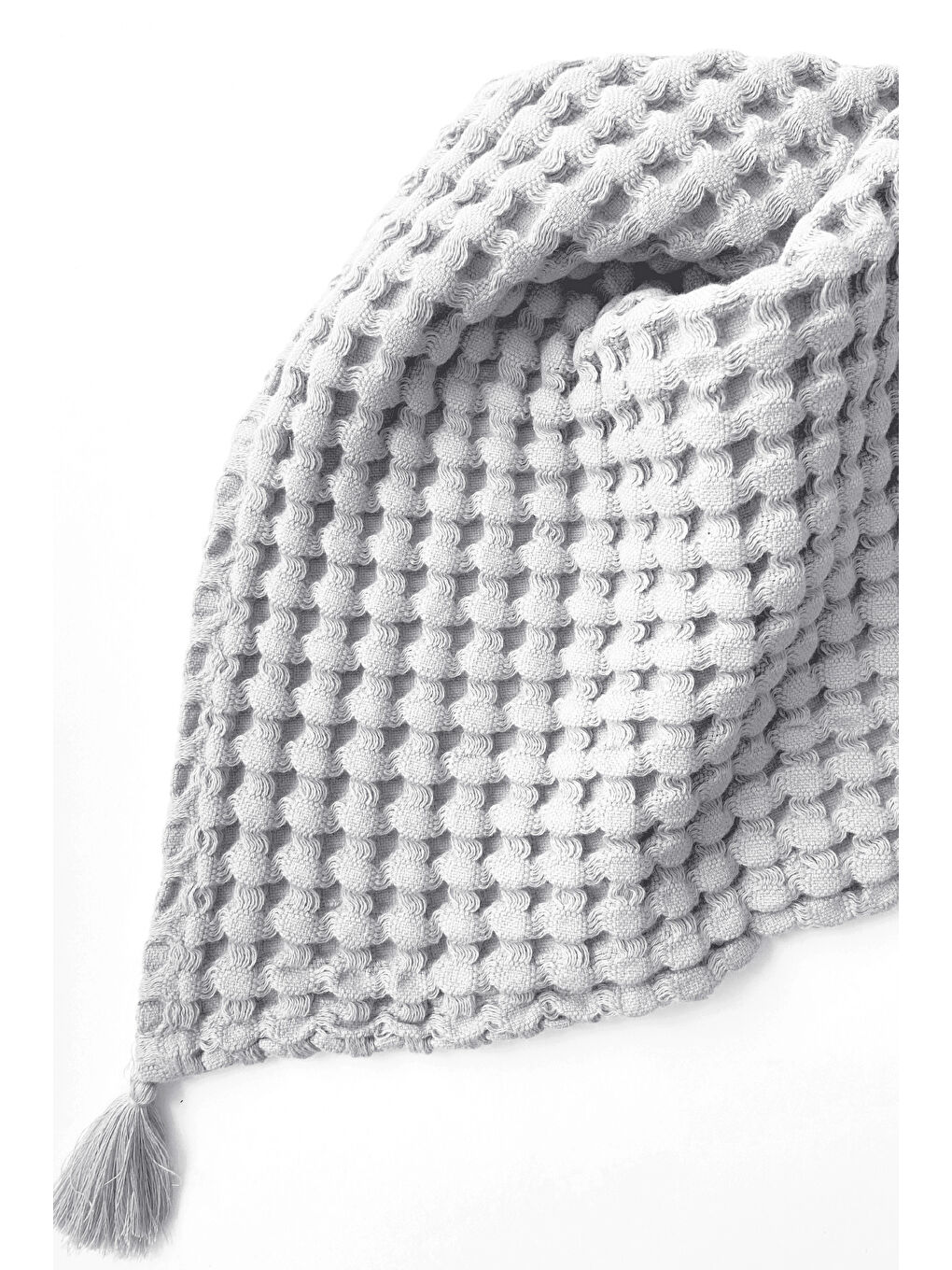 Beyaz %100 Pamuk Tek Kısılık Waffle Pike- GRI