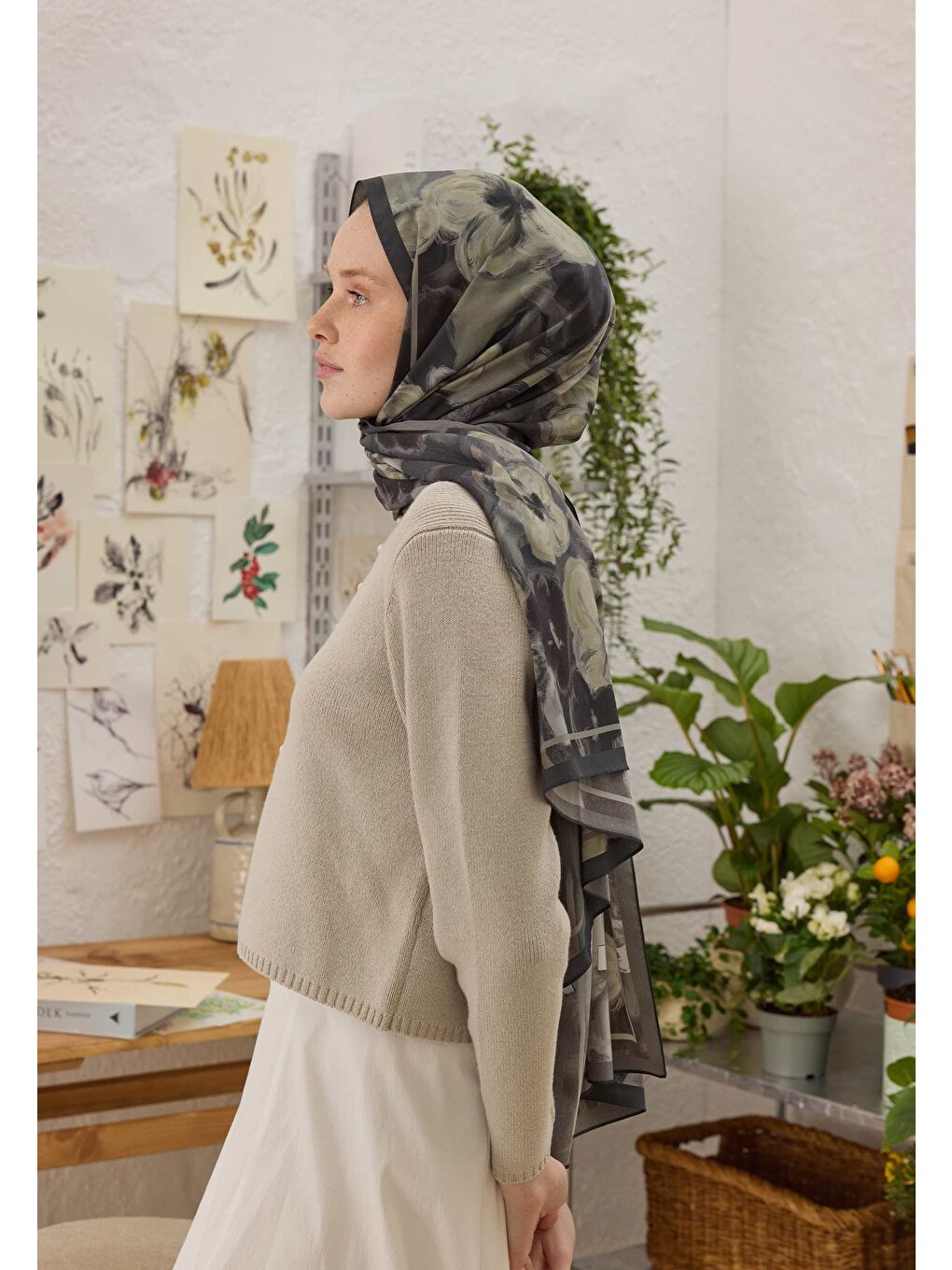 Roslyn Desen Şal Antrasit-1