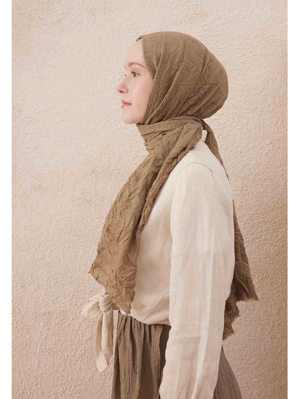 Kahverengi Vual Crash Şal Sahra-2