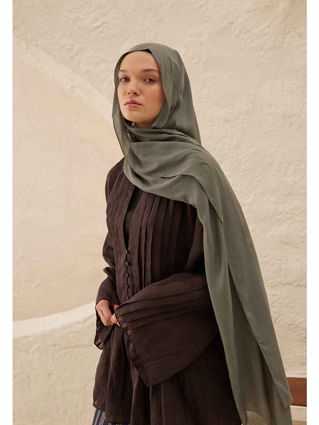 Gri Rami Viskon Şal Duman