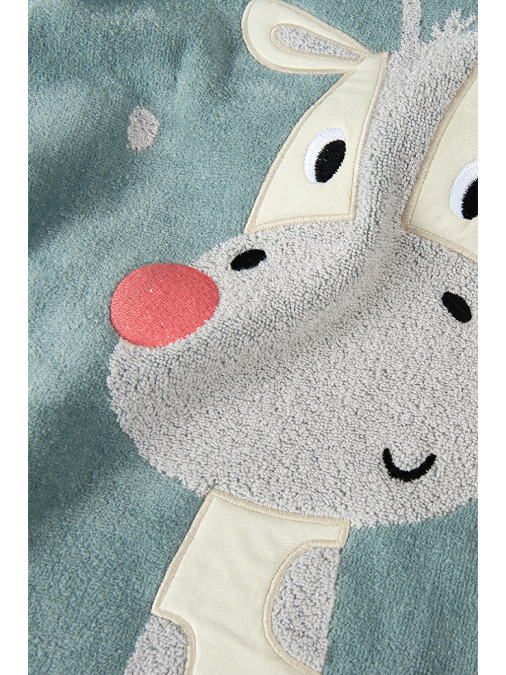 Yeşil Zürafa Jakarlı,  İşlemeli Pamuklu Velur Havlu - 50x90 cm-3