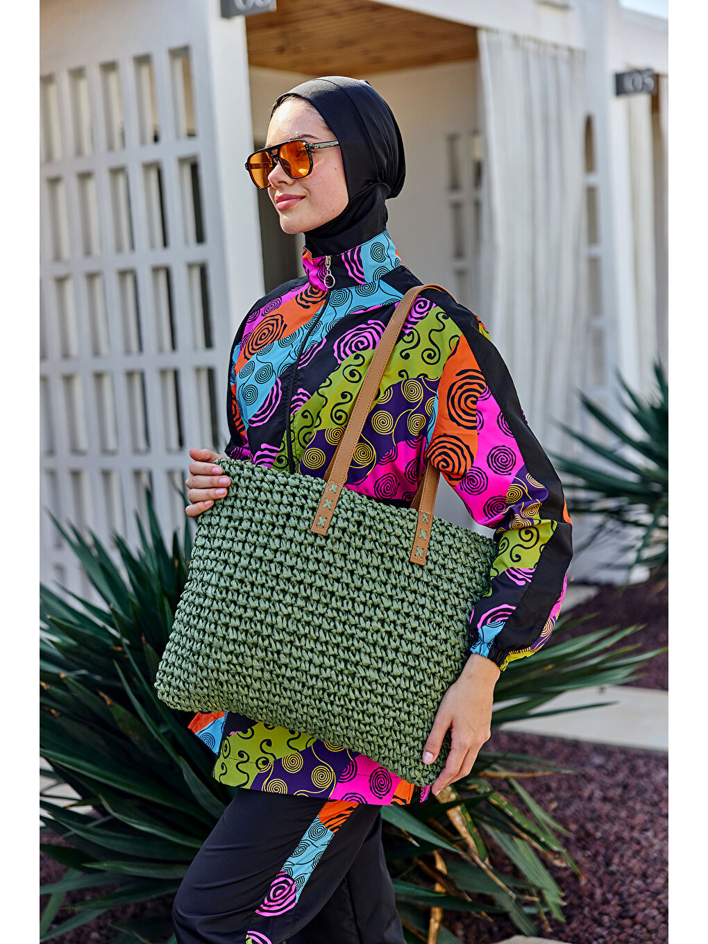 Remsa Hasır Çanta Plaj Çantası 015 Haki