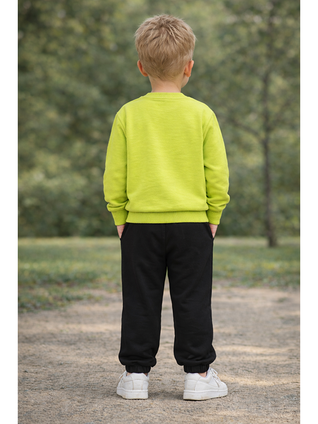 Bisiklet Yaka Great Nakışlı Yeşil Siyah Renk Erkek Çocuk Eşofman Takımı-2