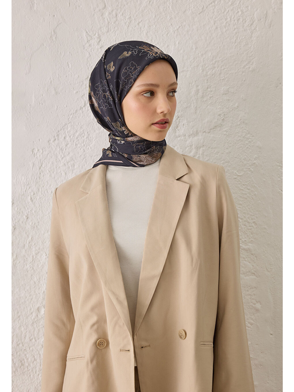 Delıa Desen Pamuk İpek Eşarp Siyah-2