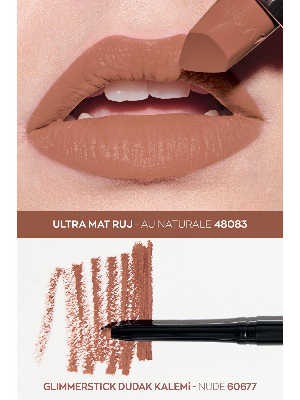 AVON Ultra Mat Ruj Au Naturale ve Glimmerstick Dudak Kalemi Nude Paketi - 1