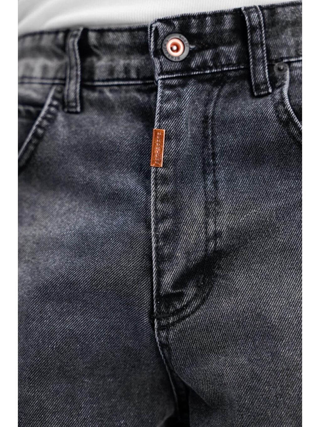 Gri Puertas Erkek Yüksek Bel Balon Baggy Fit Bol Kesim Jean Pantolon-1