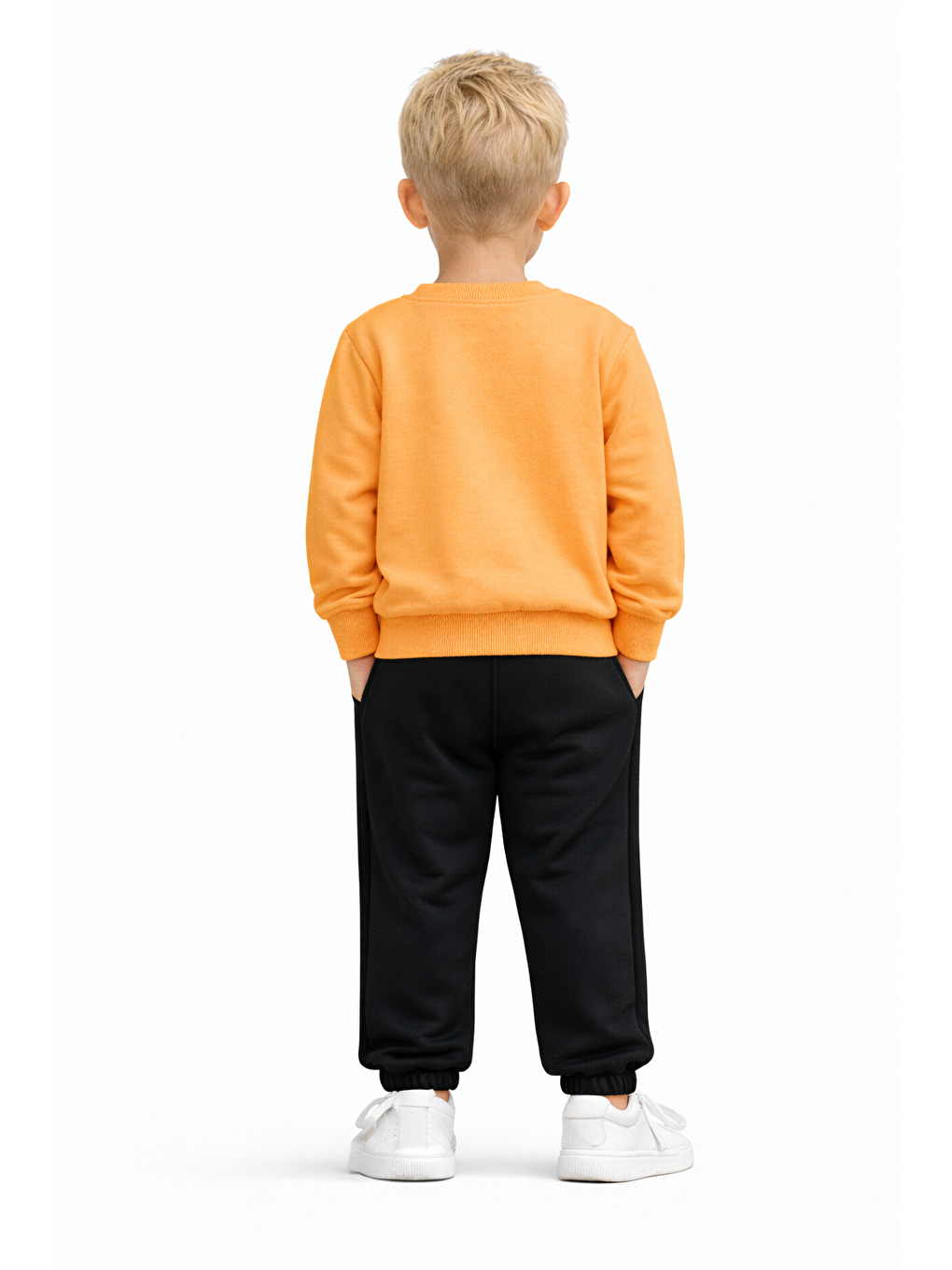 Turuncu Bisiklet Yaka Great Nakışlı Oranj Siyah Renk Erkek Çocuk Eşofman Takımı-2