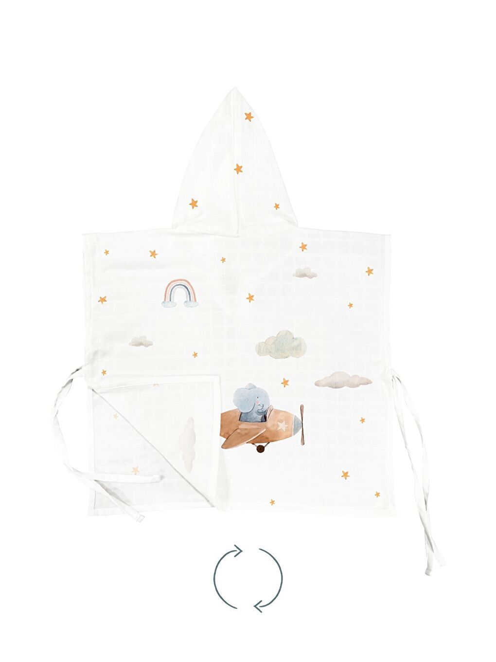 Beyaz Happy Tony %100 Pamuk Çocuk Müslin Panço 5-6-1