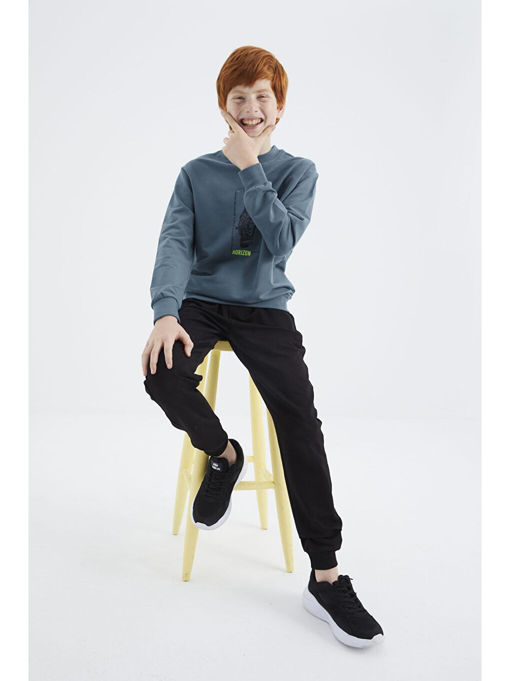 Orman Yeşili Baskılı Erkek Çocuk Sweatshirt - 11174