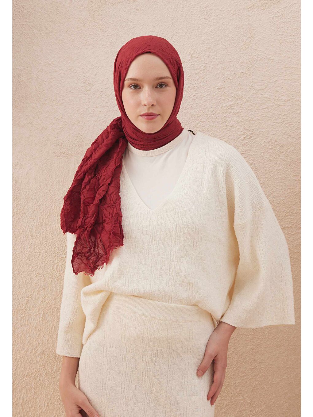 Vual Crash Şal Soft Kırmızı-2