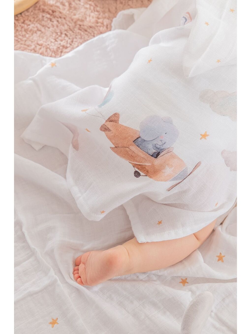 Beyaz Happy Tony %100 Pamuk Çocuk Müslin Panço 5-6-5