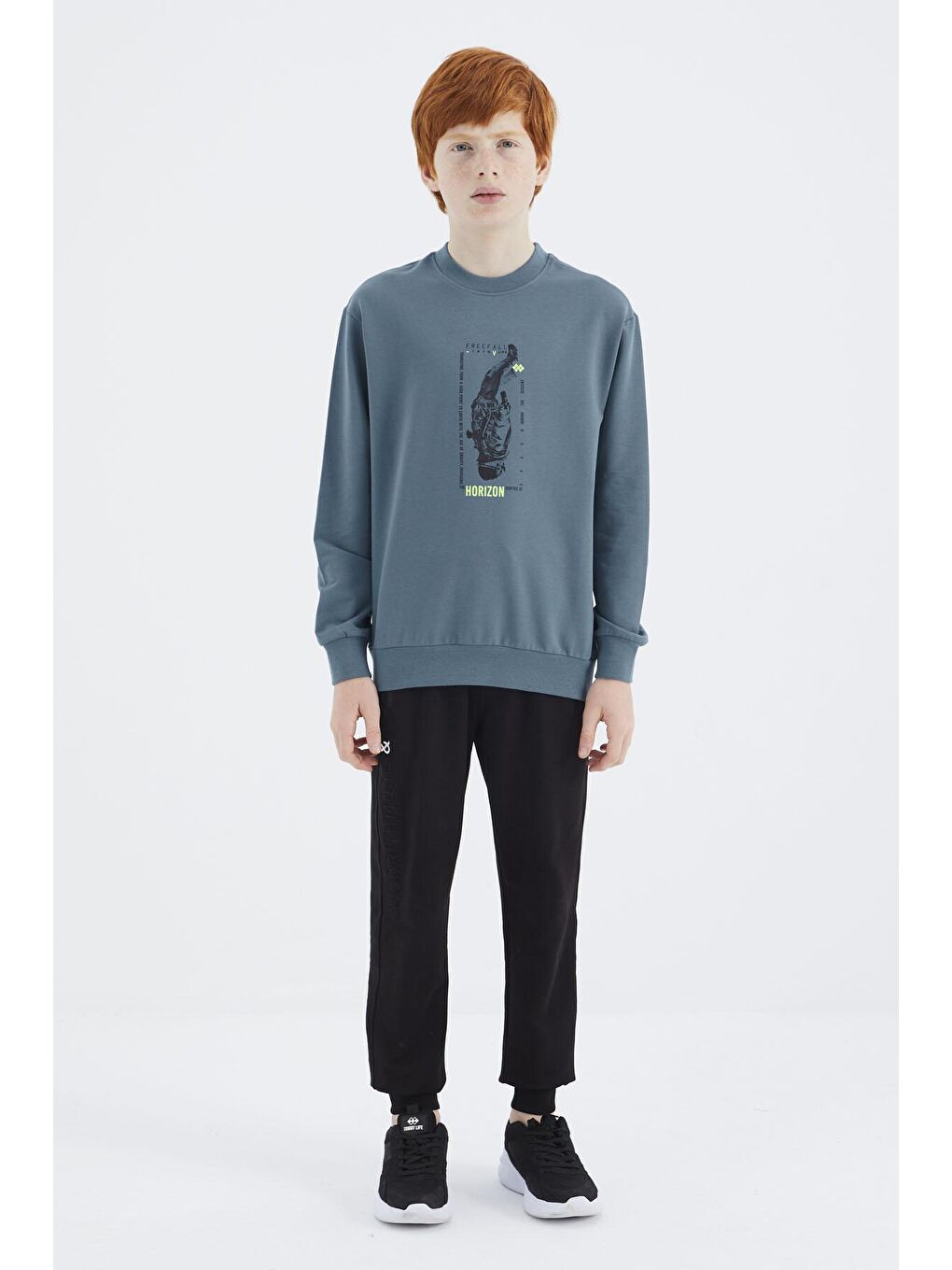 Orman Yeşili Baskılı Erkek Çocuk Sweatshirt - 11174-1