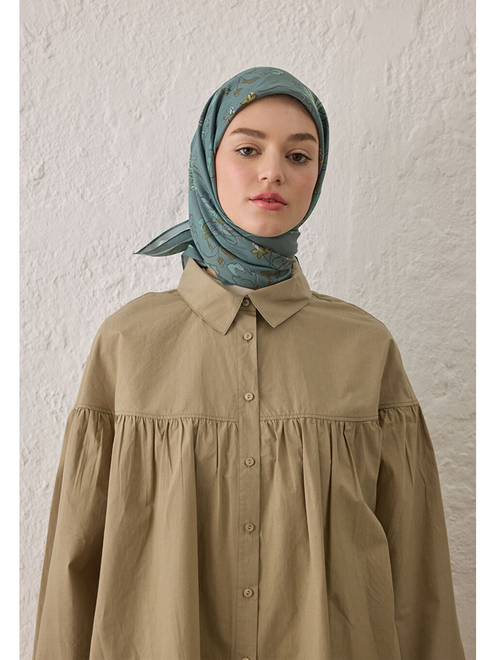 Delıa Desen Pamuk İpek Eşarp Deniz Yeşili-2