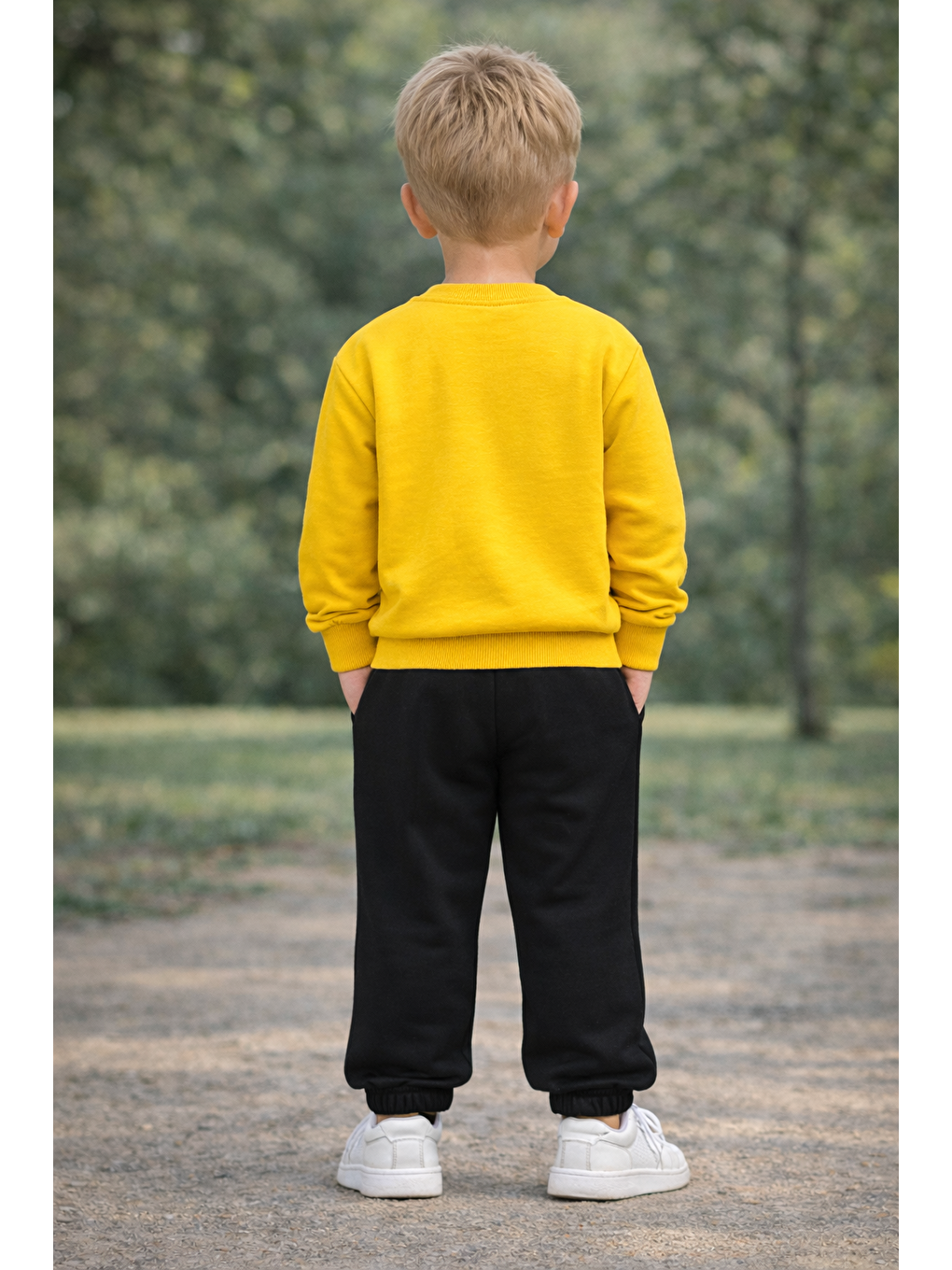 Bisiklet Yaka Great Nakışlı Sarı Siyah Renk Erkek Çocuk Eşofman Takımı-2