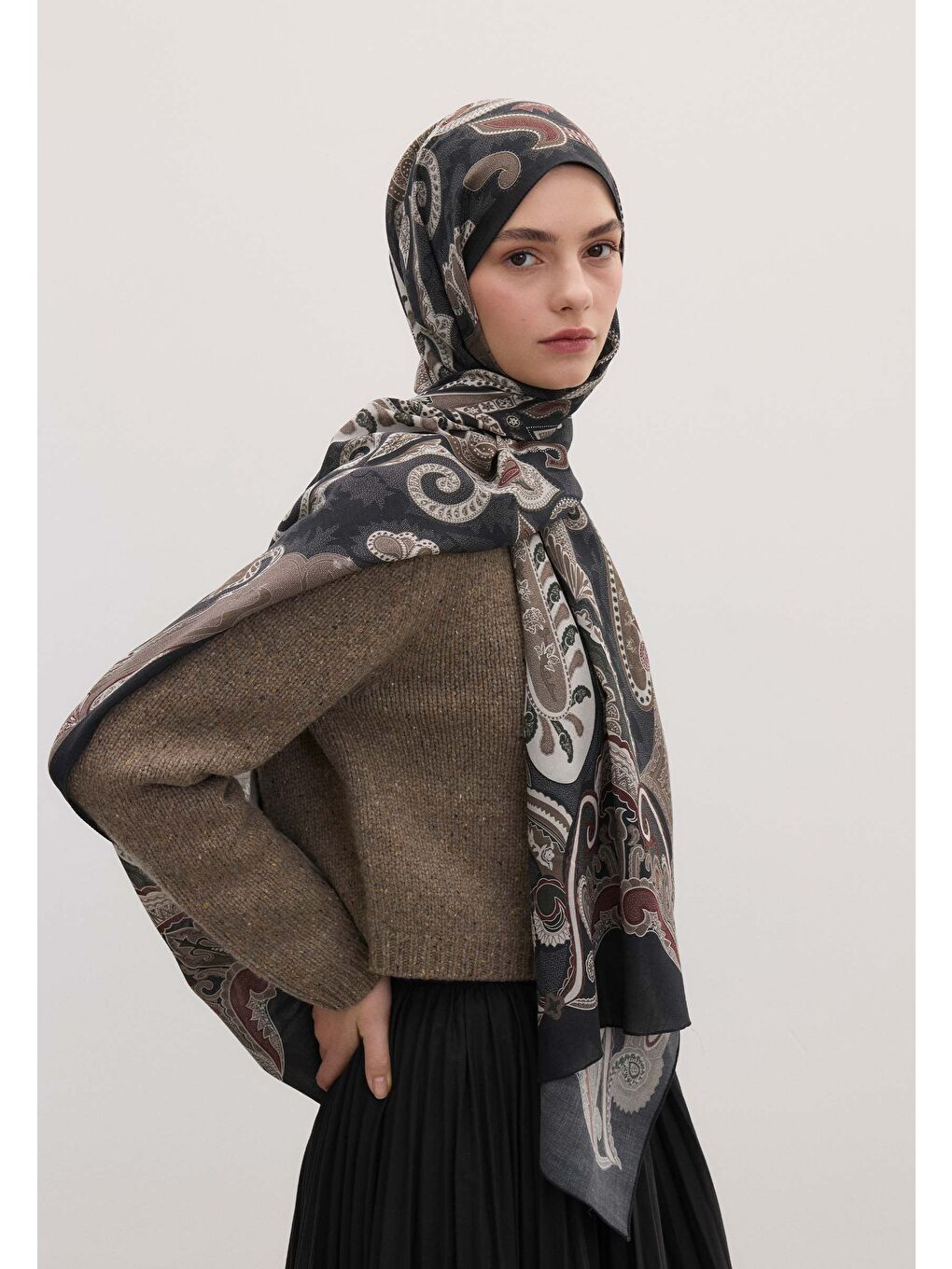 Evrın Desen Şal Siyah-1
