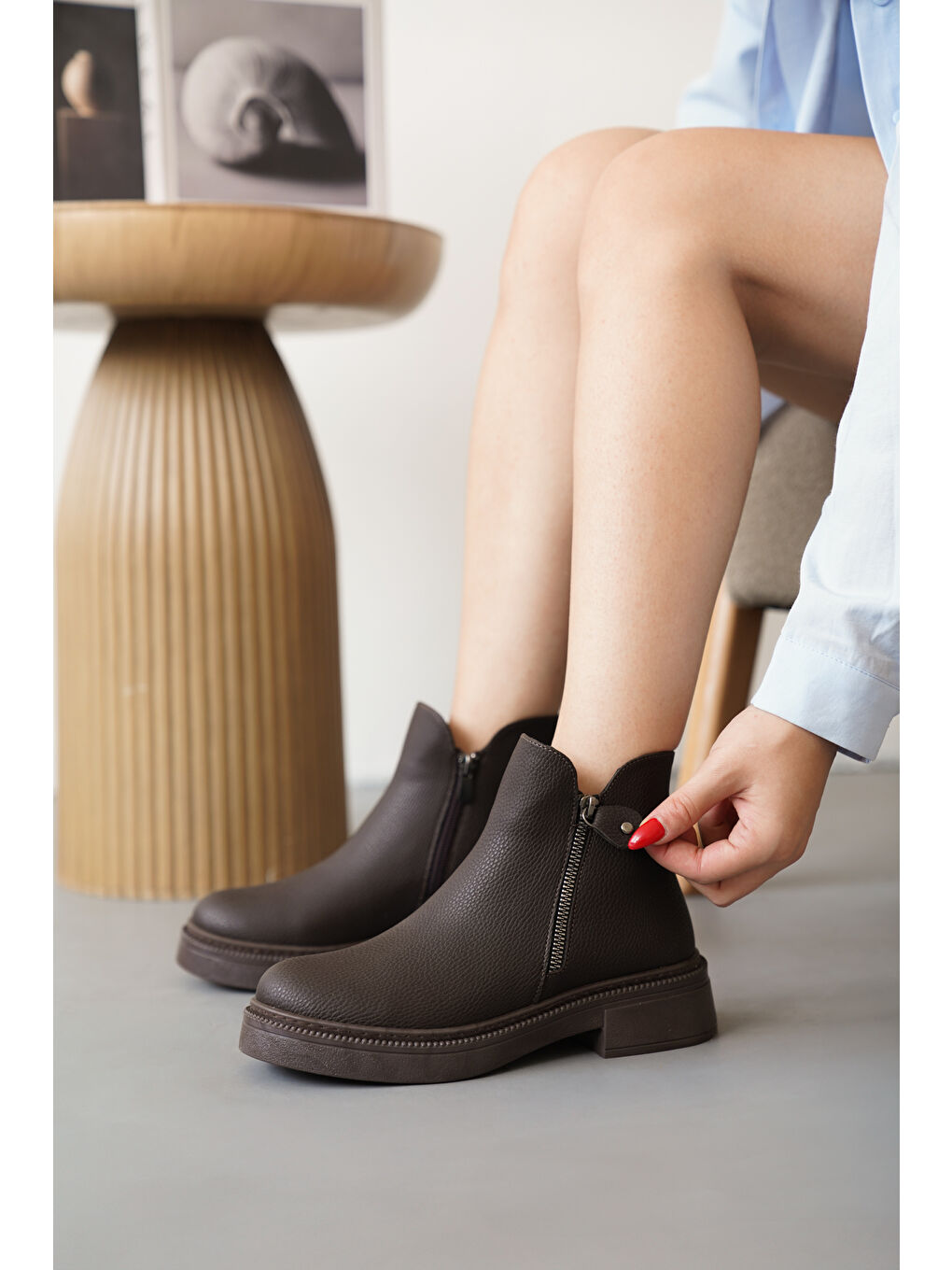 Kahverengi D0899 Soğuk Geçirmez Kışlık Kadın Bot & Bootie-1