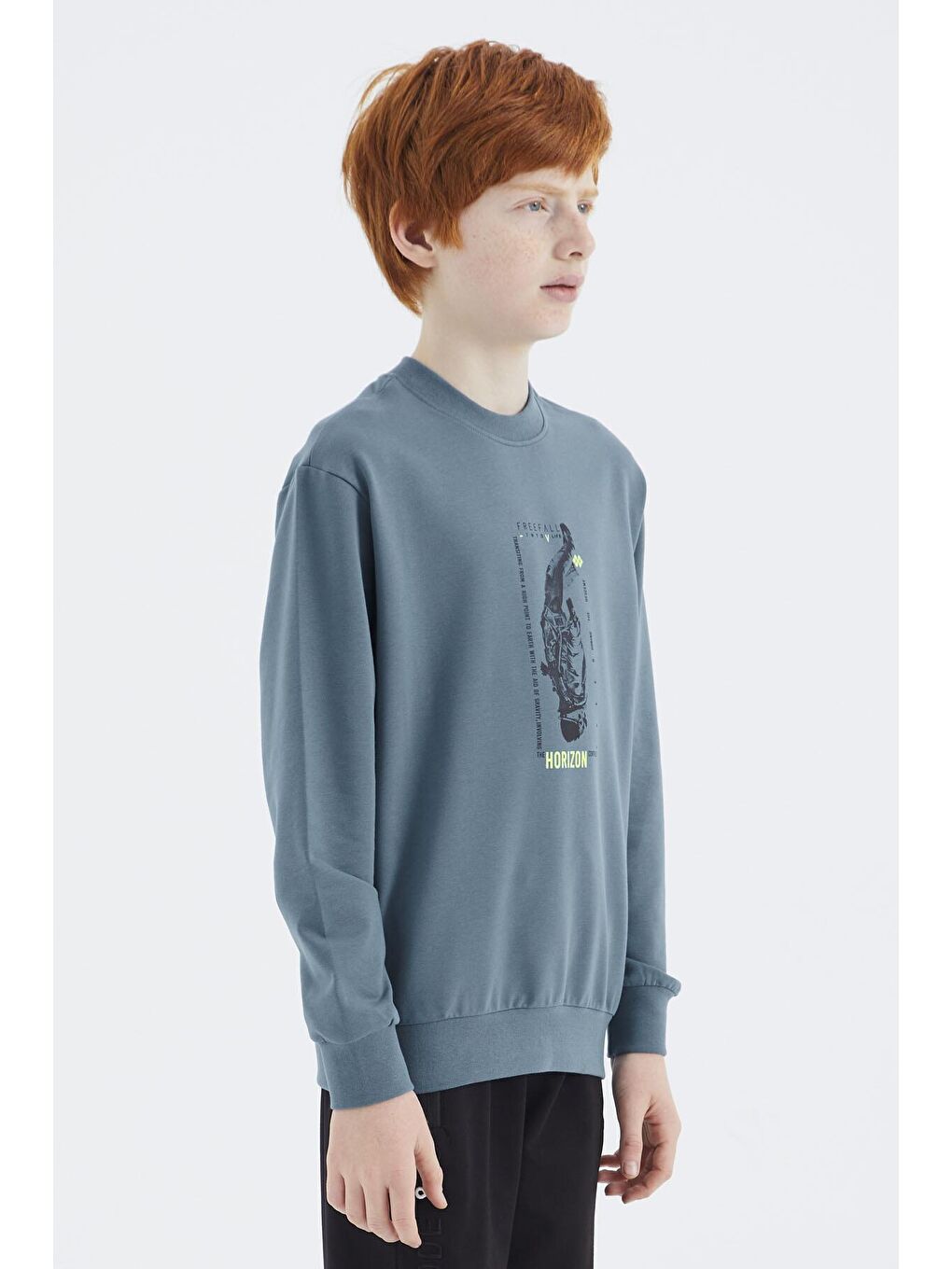 Orman Yeşili Baskılı Erkek Çocuk Sweatshirt - 11174-2