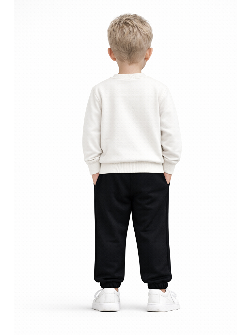 Lila Bisiklet Yaka Great Nakışlı Ekru Siyah Renk Erkek Çocuk Eşofman Takımı-2