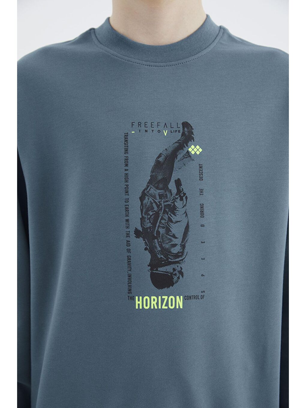 Orman Yeşili Baskılı Erkek Çocuk Sweatshirt - 11174-3