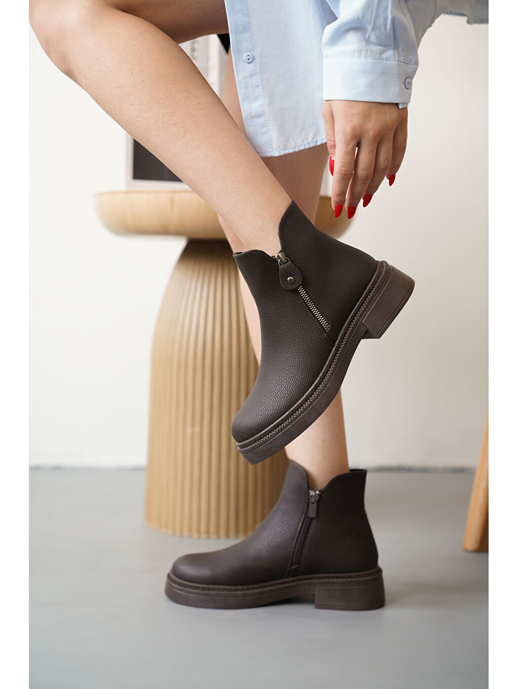 Kahverengi D0899 Soğuk Geçirmez Kışlık Kadın Bot & Bootie-2