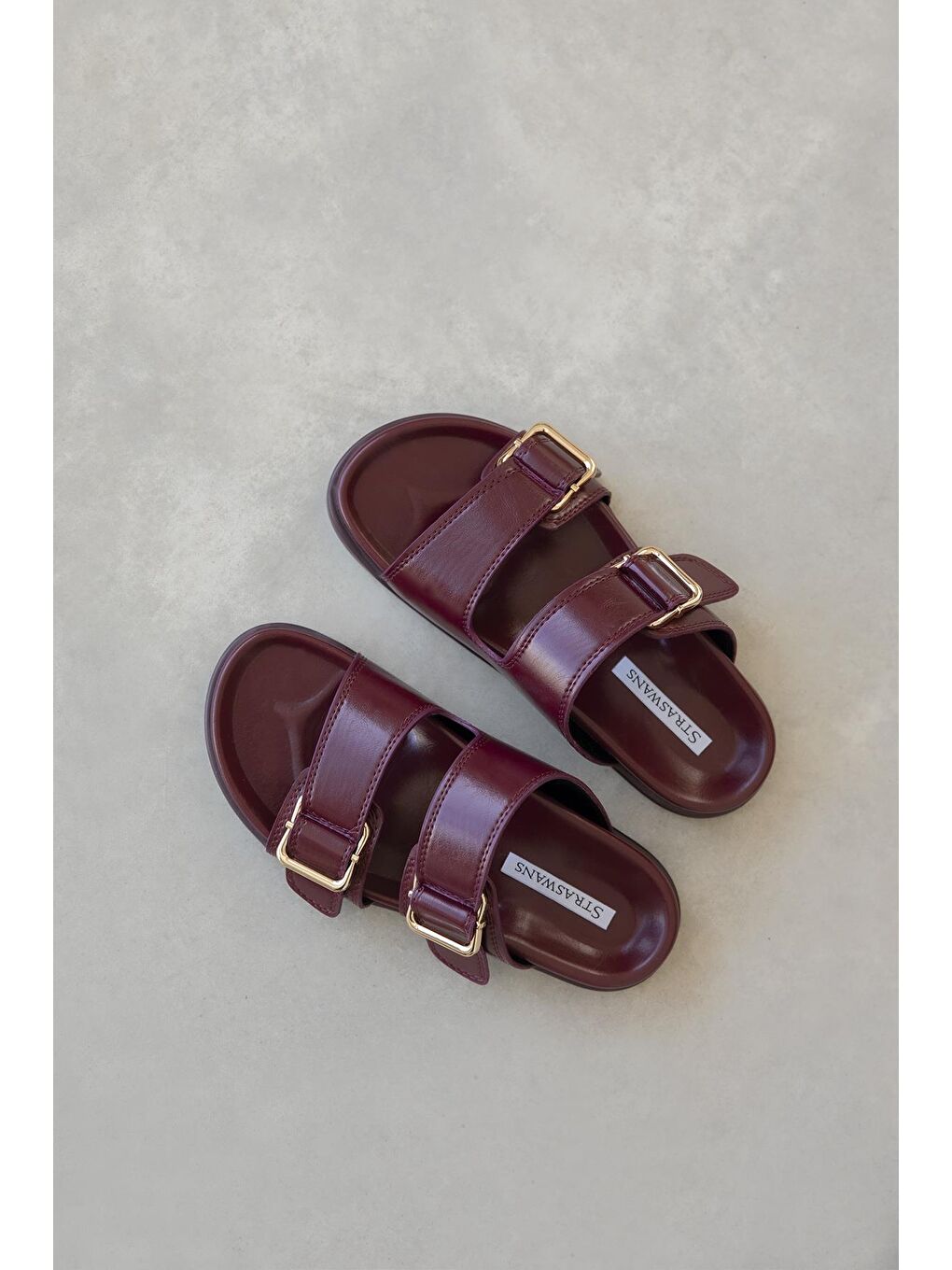 Axel Kadın Toka Detay Günlük Konfor Deri Terlik Bordo