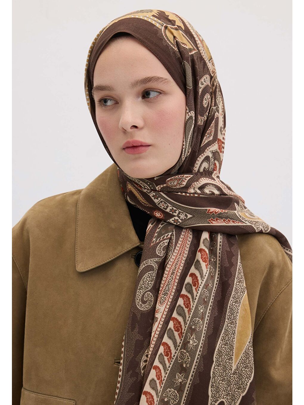 Kahverengi Evrın Desen Şal Kahve-1