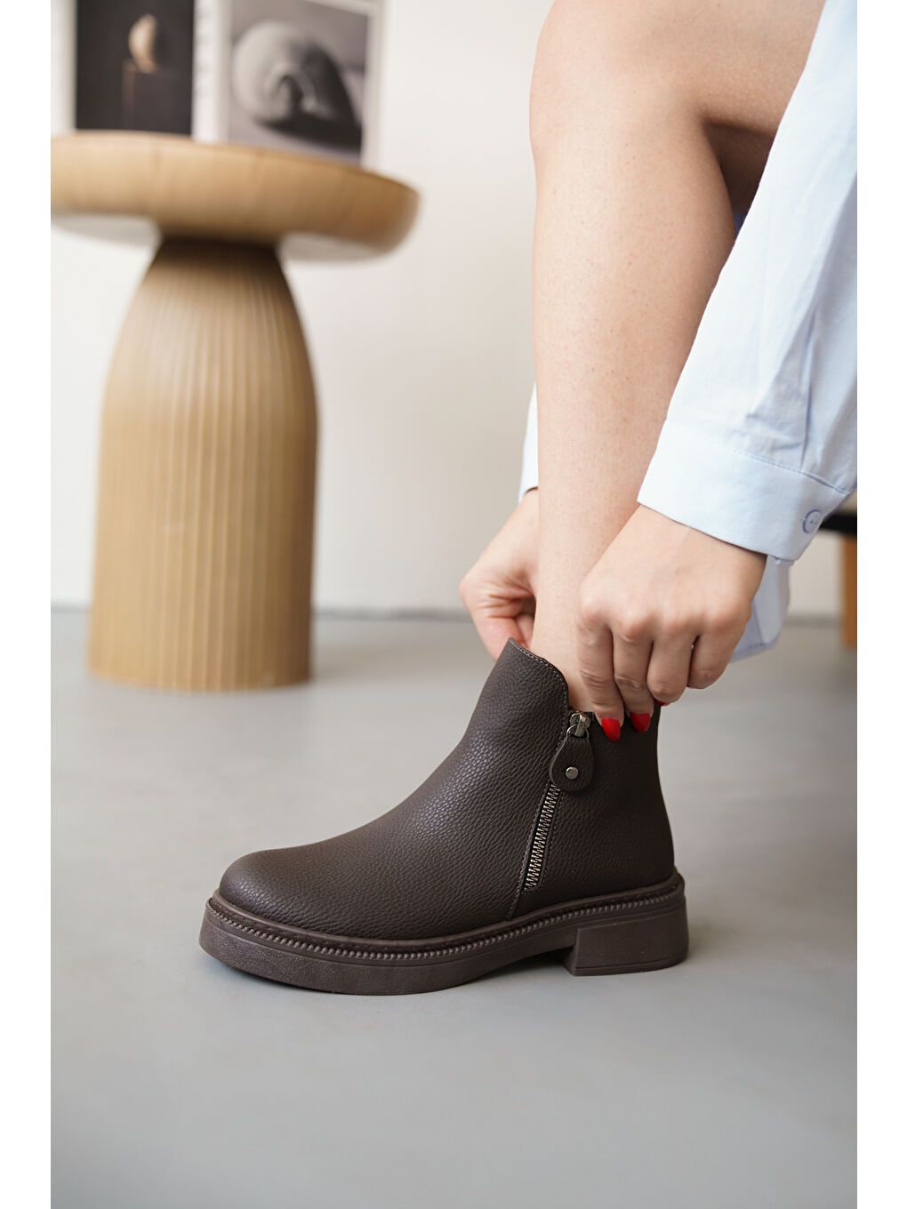 Kahverengi D0899 Soğuk Geçirmez Kışlık Kadın Bot & Bootie-3