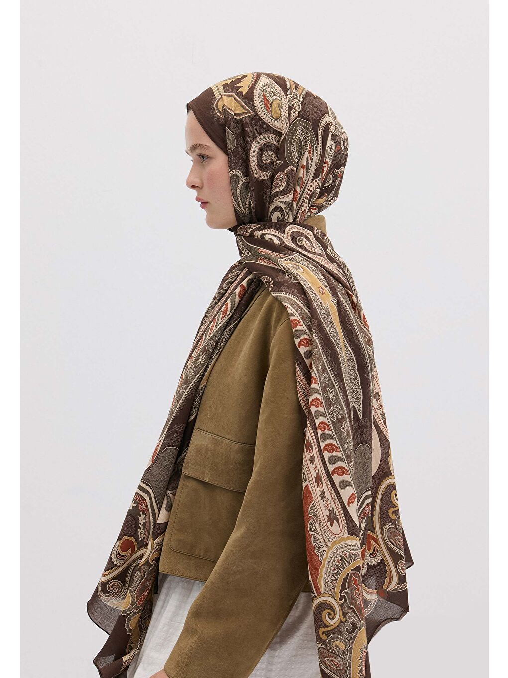 Kahverengi Evrın Desen Şal Kahve-2