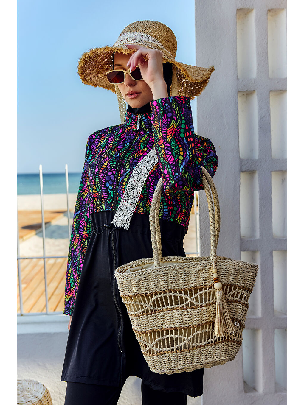 Hasır Çanta Plaj Çantası 020 Bej01