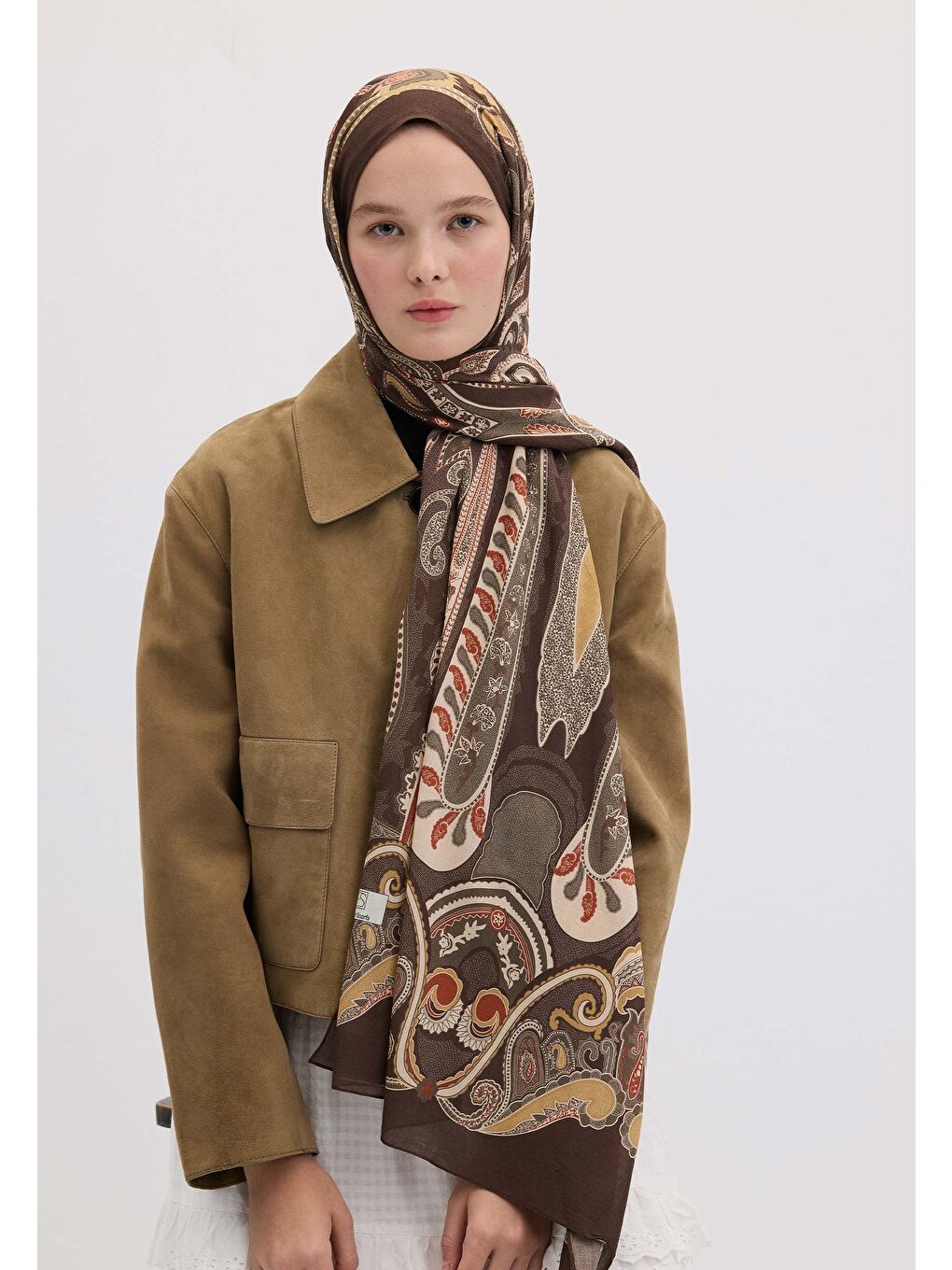 Kahverengi Evrın Desen Şal Kahve-3