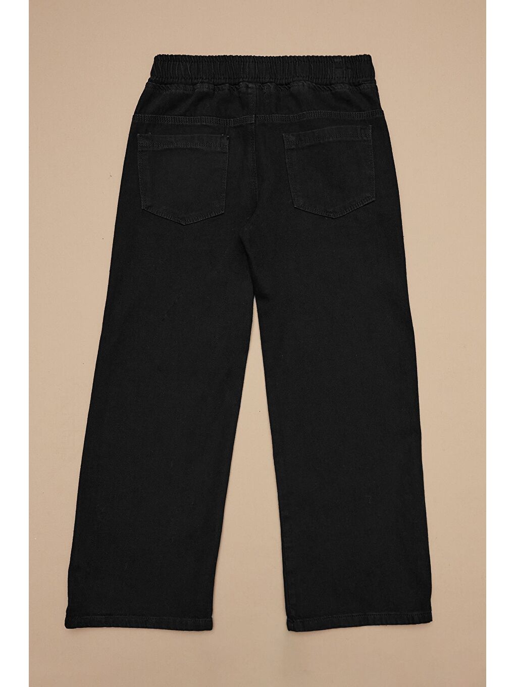 Siyah Beli Lastikli Kız Çocuk Palazzo Pantolon-1