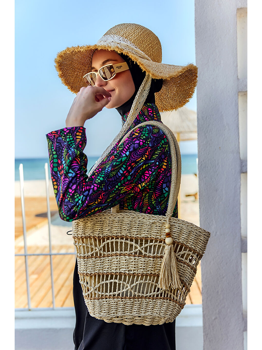 Hasır Çanta Plaj Çantası 020 Bej01-4