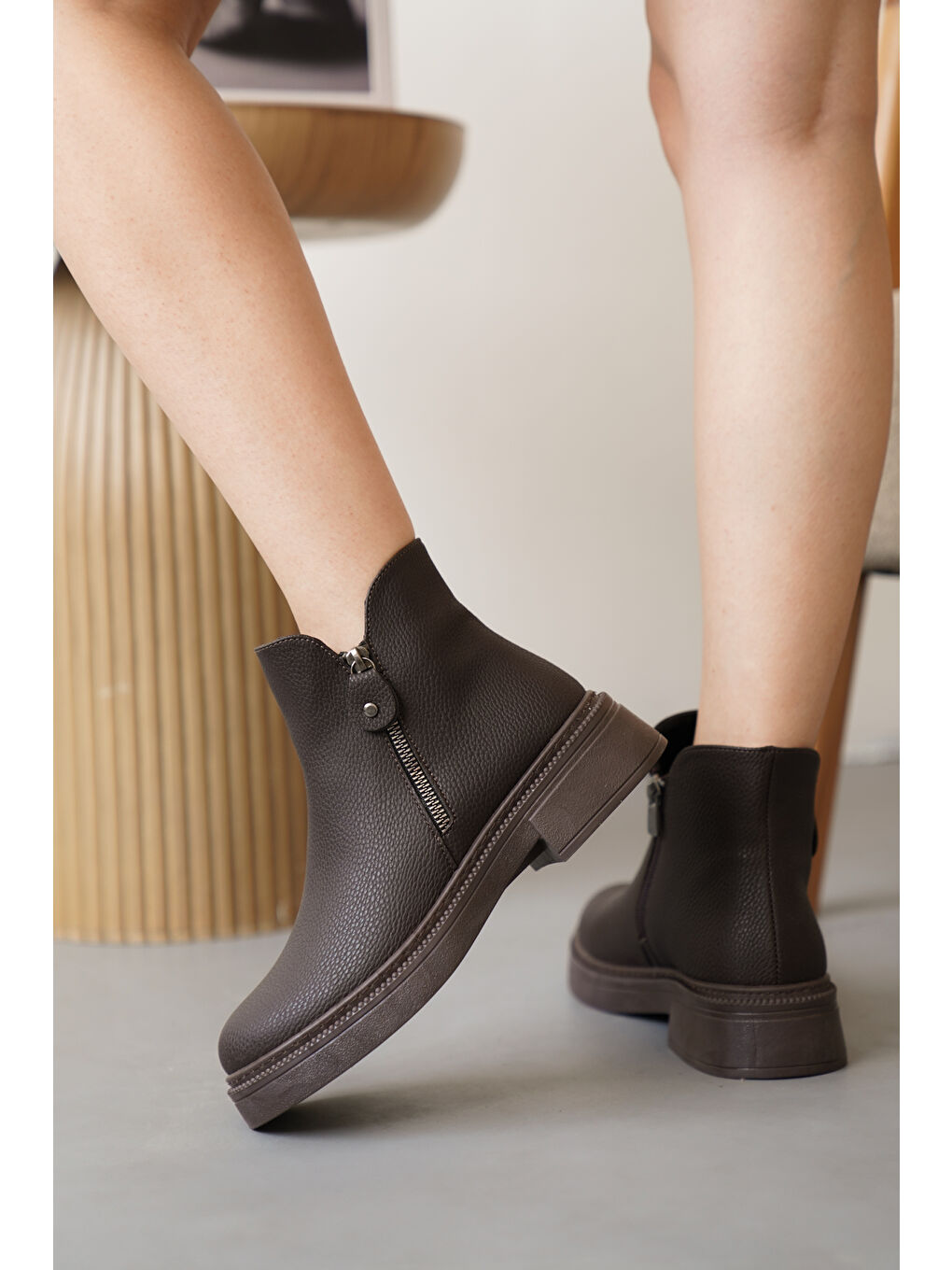 Kahverengi D0899 Soğuk Geçirmez Kışlık Kadın Bot & Bootie-4