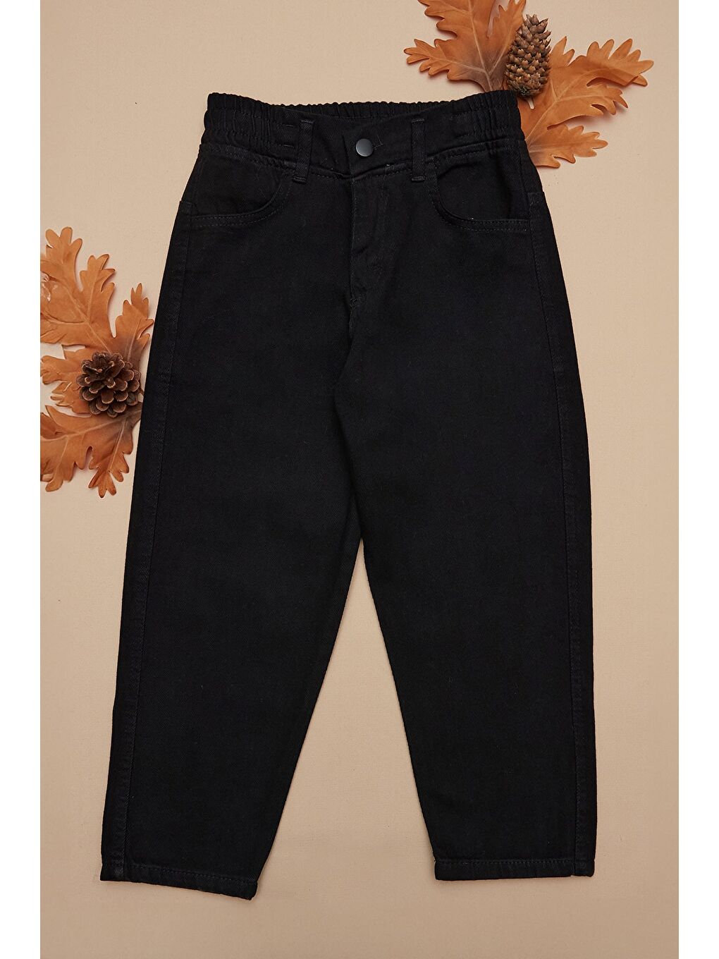 Siyah Beli Lastikli Baggy Erkek Çocuk Pantolon-2