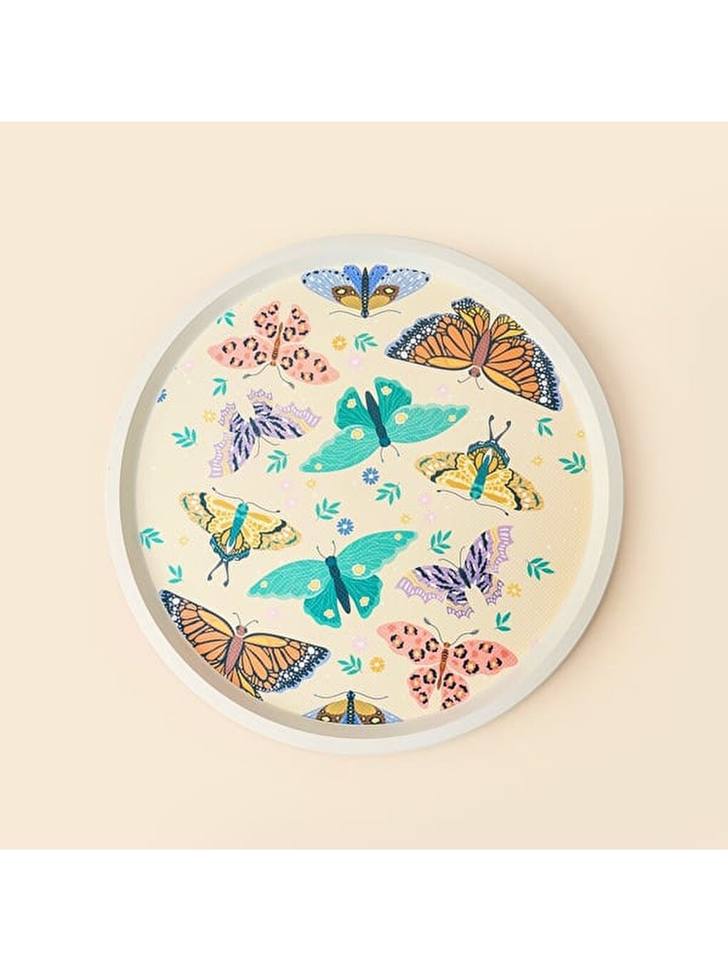 Karışık Kitchen Butterfly Yuvarlak Tepsi - Renkli - 36x36 cm-2
