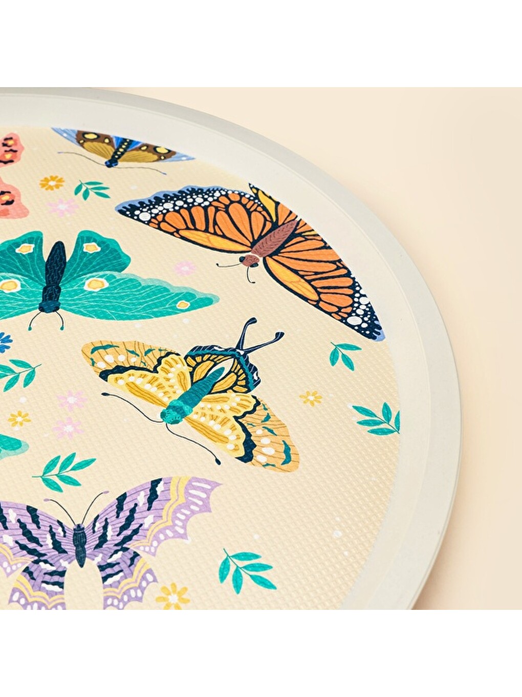 Karışık Kitchen Butterfly Yuvarlak Tepsi - Renkli - 36x36 cm-3