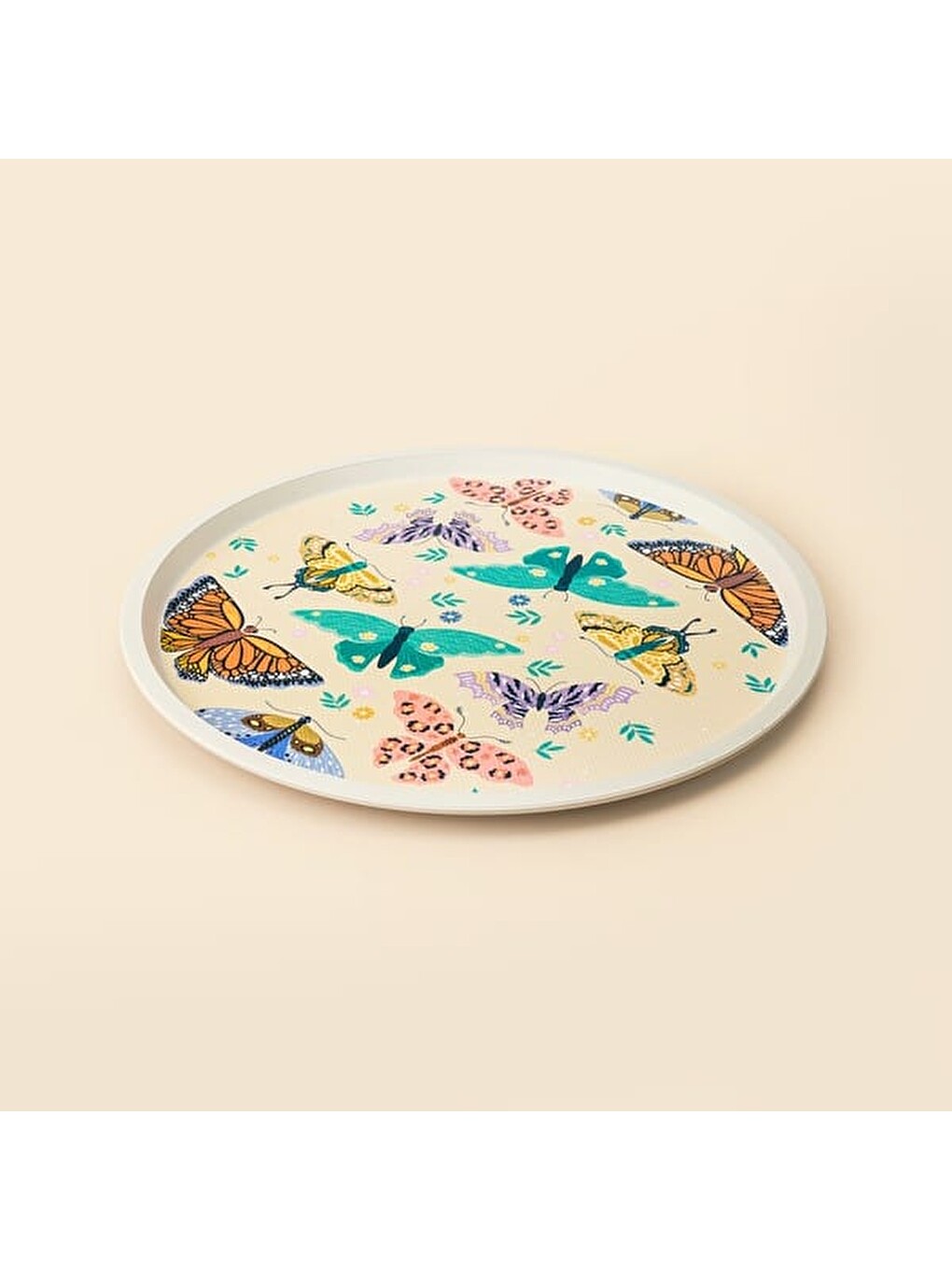 Karışık Kitchen Butterfly Yuvarlak Tepsi - Renkli - 36x36 cm-4