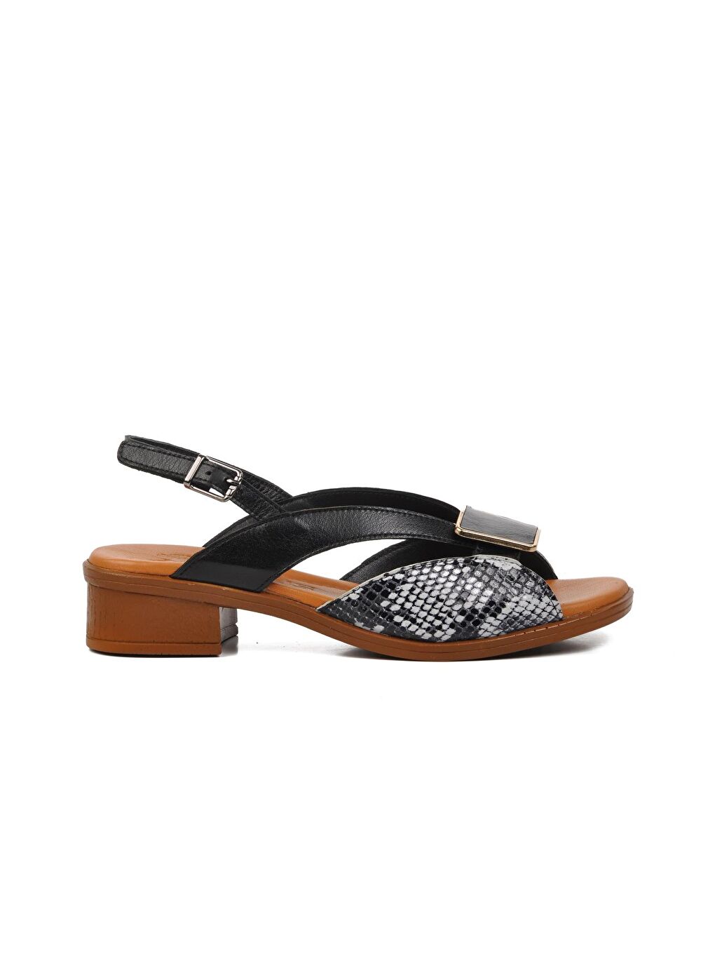 Siyah Hakiki Deri Kadın Sandalet 24026020Y