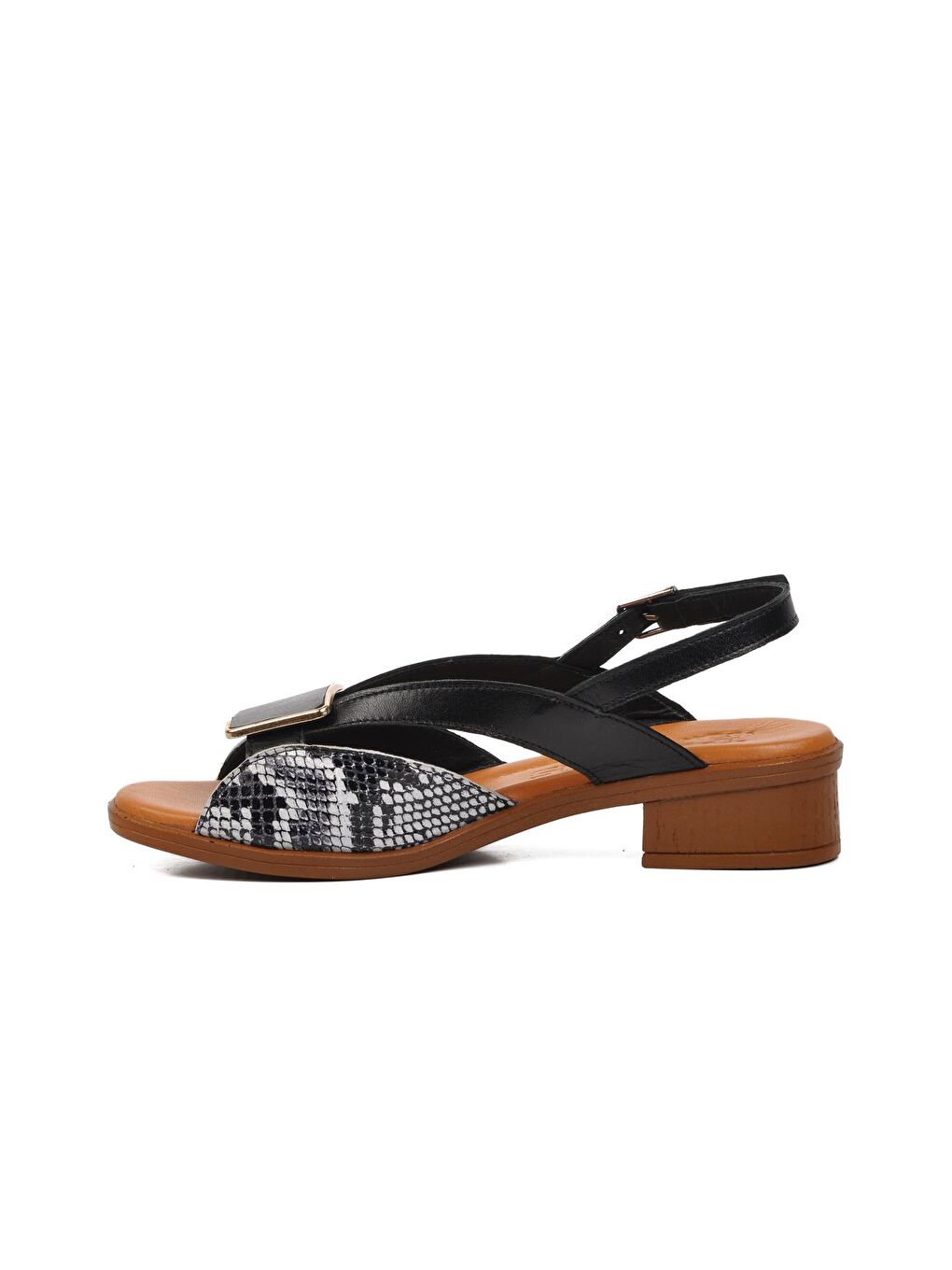 Siyah Hakiki Deri Kadın Sandalet 24026020Y-1