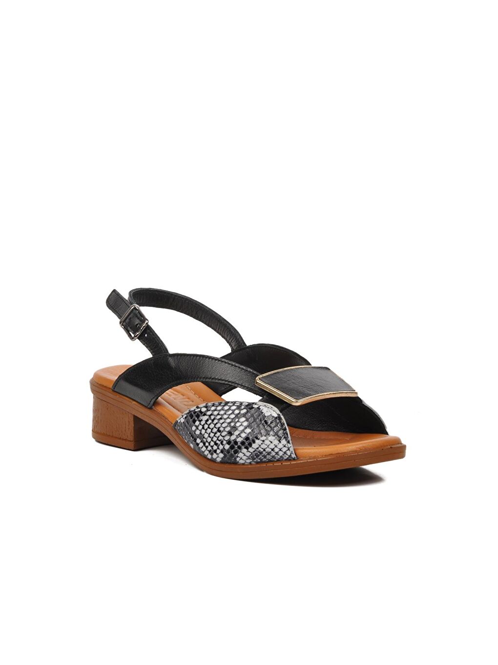 Siyah Hakiki Deri Kadın Sandalet 24026020Y-2