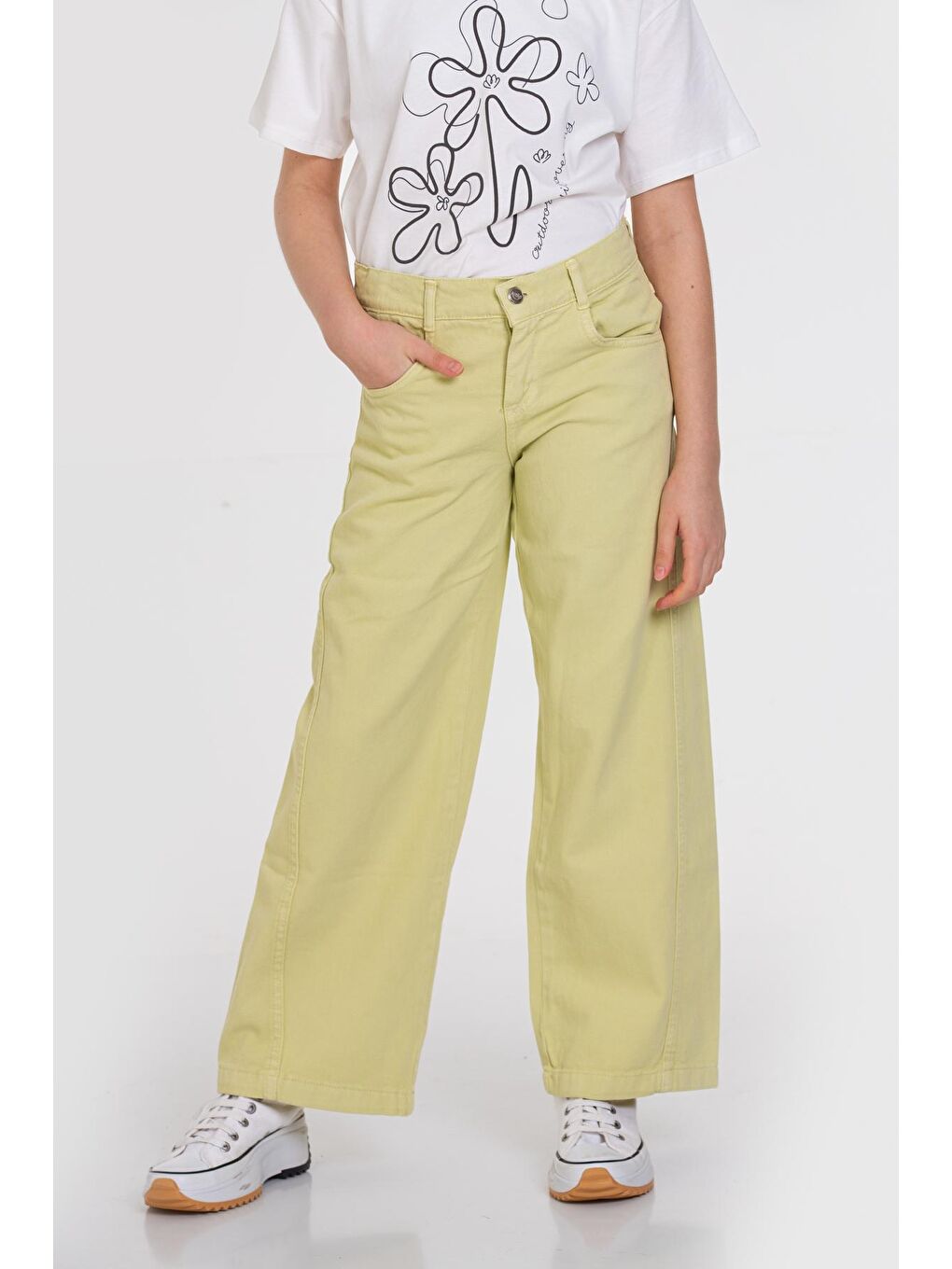 Yeşil Bol Paça Gabardin 4-12 Yaş Pantolon - 23344-4