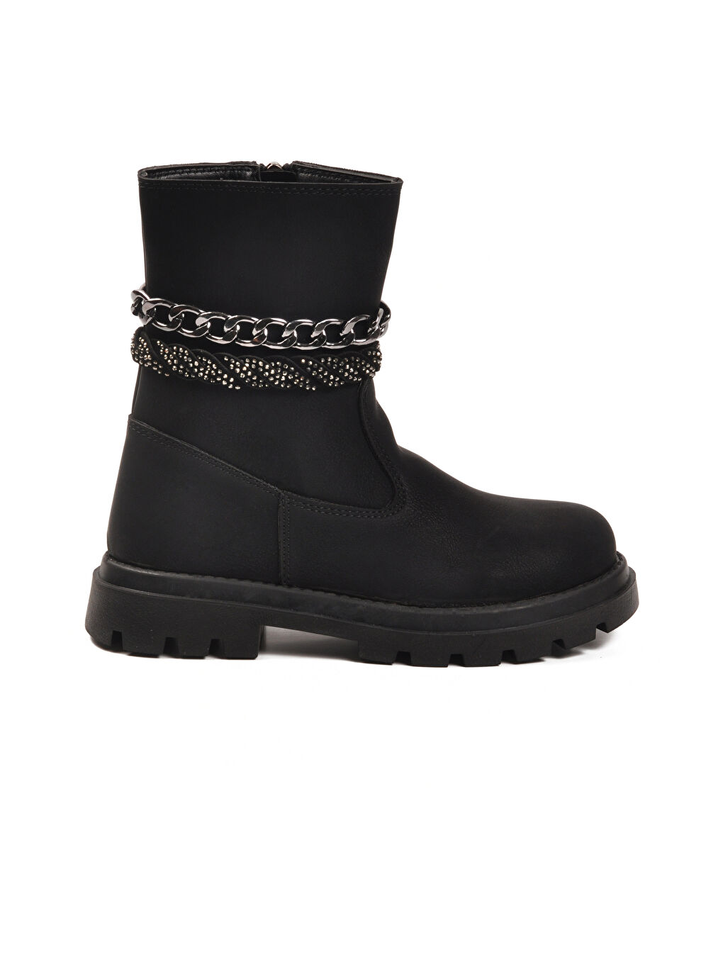 Siyah İçi Polarlı Kaymaz Kız Çocuk Çizme-1